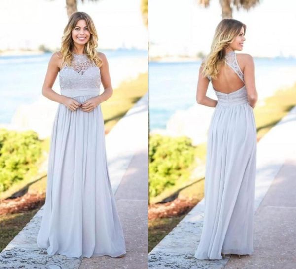 

silver country rustic 2020 bridesmaid dresses sleeveless open back floor length chiffon maids of honor gowns wedding guest w9400049, White;pink