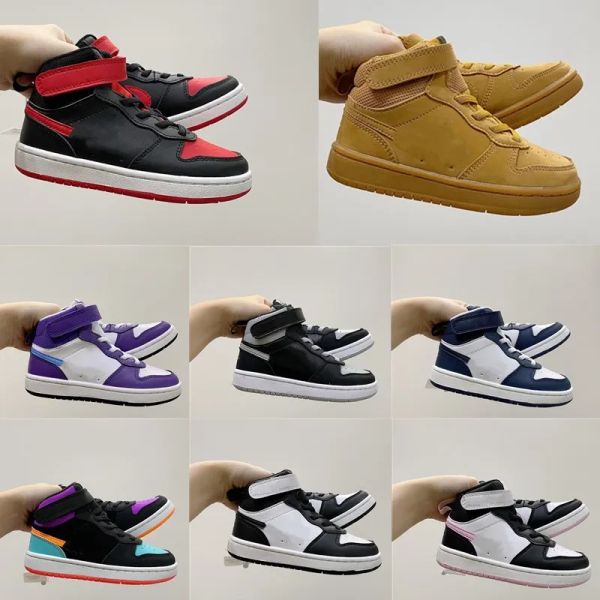 

kids shoes forse 1 toddlers af1 boys girls sneakers outdoor trainers shadow designer athletic fashion pale ivory washed coral sapphire, Black