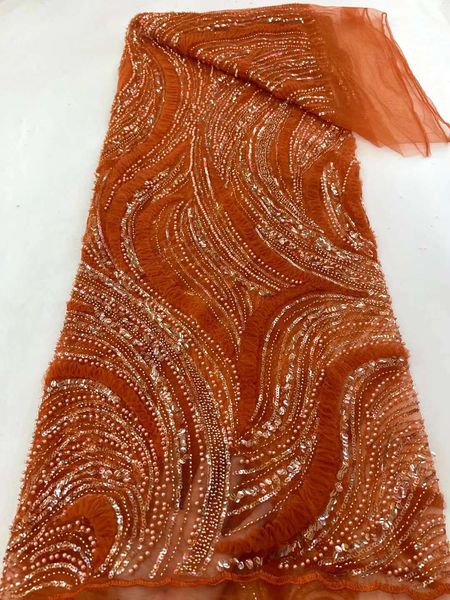 

latest beaded tulle lace fabric sequences embroidery nigerian lace 5 yards african laces fabrics for wedding, Black;white