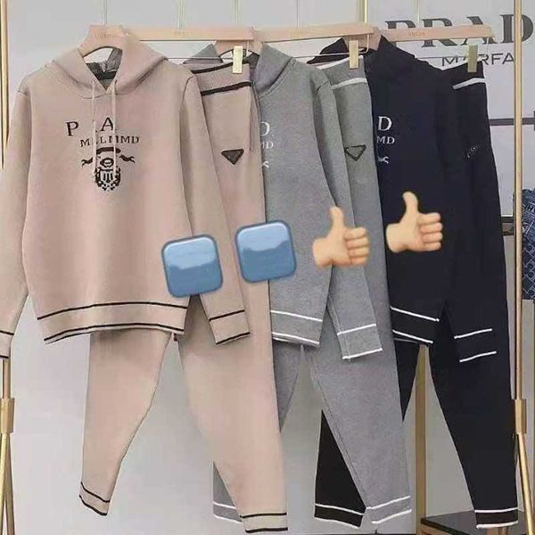 

hoodie designer sportswear spring and autumn new leisure fashion sports women's knitted hoodie small and tall match pants, Gray