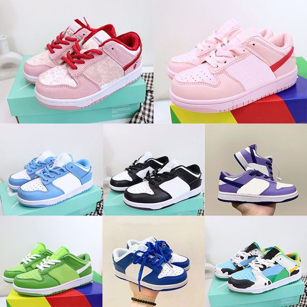 

2023 kids designer boy girl kid shoes panda black white chunky low cows trainers boys and girls athletic fashion flat baby sneakers children