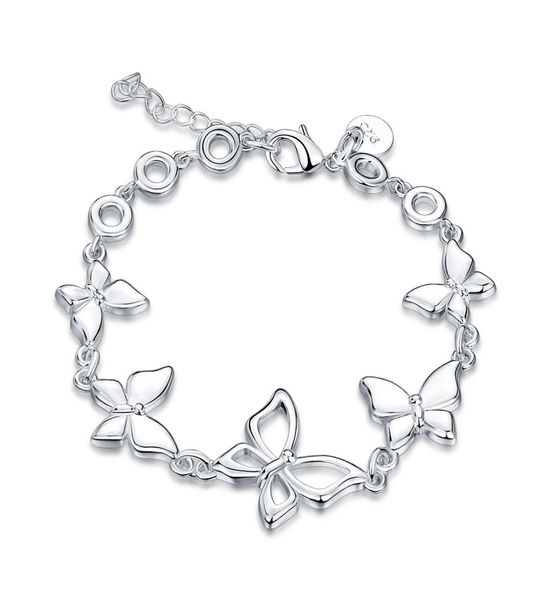

butterfly bracelet sterling silver plated bracelet spb555high quatity fashion men and women 925 silver charm bracelets9116130, Golden;silver