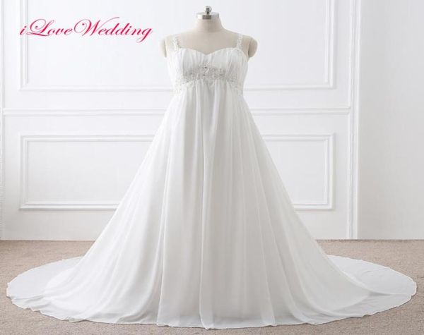 

vintage lace wedding dresses appliqued chiffon modest sheer spaghetti straps plus size 2017 women summer bridal gowns4716681, White