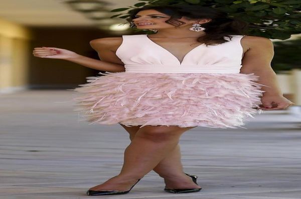 

pink feather short a line homecoming dresses 2018 prom dresses beaded crystal cocktail party prom dresses tulle 8th grade graduati5004097, Blue;pink