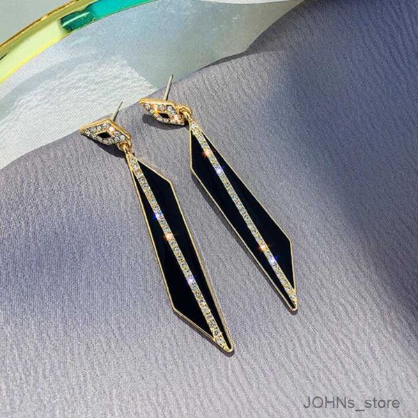 

stud new long black diamond-embellished stud earrings for women fashion earring daily birthday party jewelry gifts r230630, Golden;silver