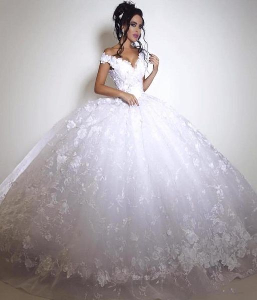 

dubai lace wedding dresses vintage big ball gown arabic bridal gowns off shoulder lace up back floor length white ivory gorgeous d2509591
