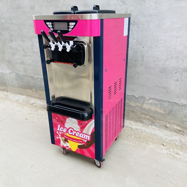 LINBOSS Color Ice Cream Machine for Restaurants Ice Cream Business Three Heads with Universal Wheels Digital Control System 220V 2100w