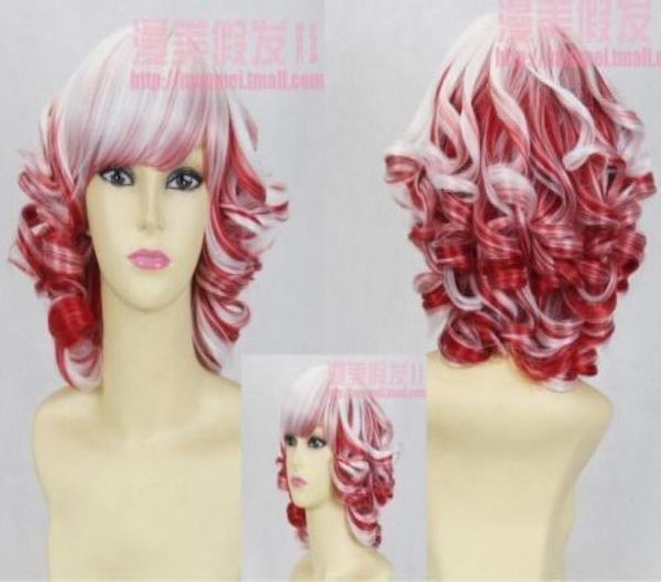 

cos wig new harajuku blending red and white palace volume hair6186547, Black