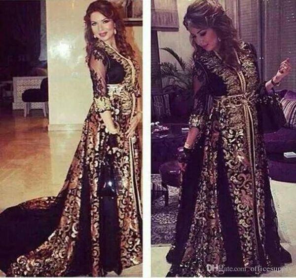 

dubai arabic kaftan black chiffon long sleeve evening dresses long middle east vestidos de festa vneck muslim prom dress 20183535507