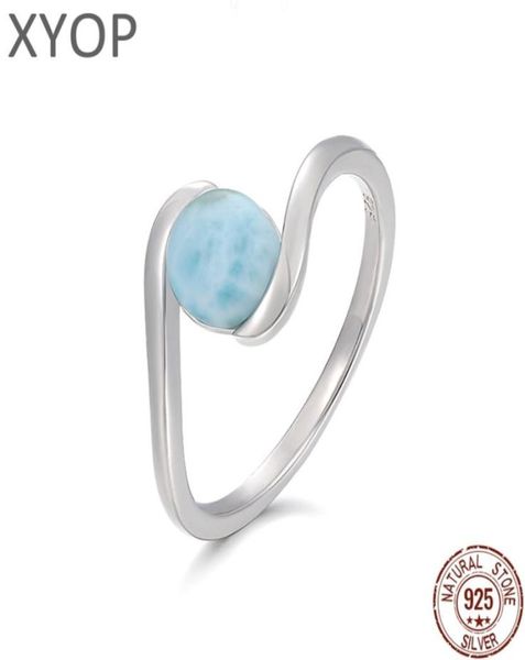 

court style 925 sterling silver natural gemstones larimar ring for women geometry design classic simple female jewelry dating 22024066065, Slivery;golden