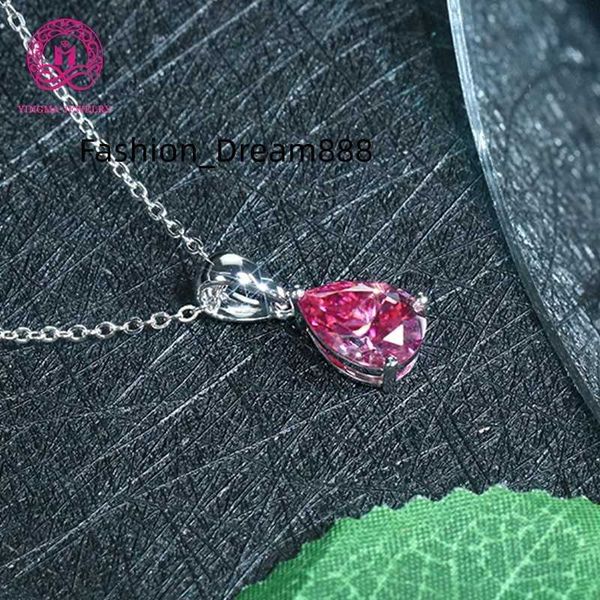 

graceful moissanite jewelry gra certified 2ct pink moissanite pendant 14k white gold necklace for gift, Silver