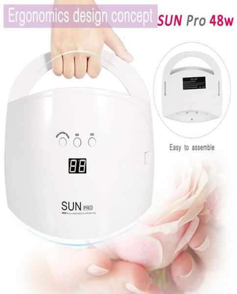 

48w sun pro nail dryer manicure lamp portable uv led nail lamp gel polish curing lamp with bottom 30s60s timer lcd display6243494