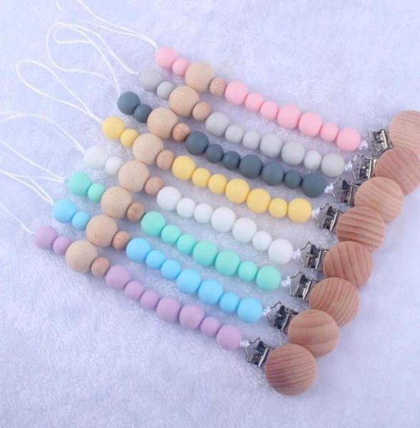 

baby pacifier clips silica gel pacifier soother holder beaded clip chain nipple teether dummy strap chain baby shower gift bpa fre6046945