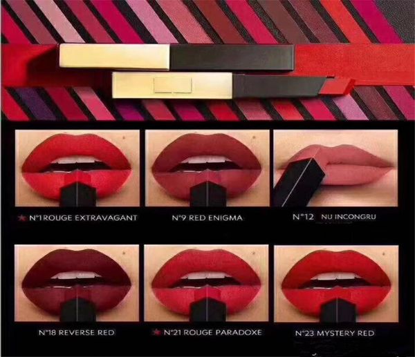 

new arrival the slim leather matte lipstick lip color full size makeup lipstick 12pcslot 4679772