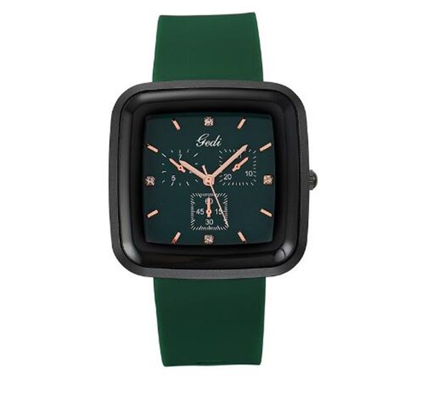 

2023 stylish, square, simple, casual silicone tape, large dial, fashionable women's student quartz watchh, Slivery;golden
