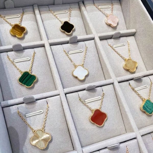 

woman necklace clover necklace pendant luxury designer necklaces inlaid with natural agate white shell material non allergic sweat resistant, Silver