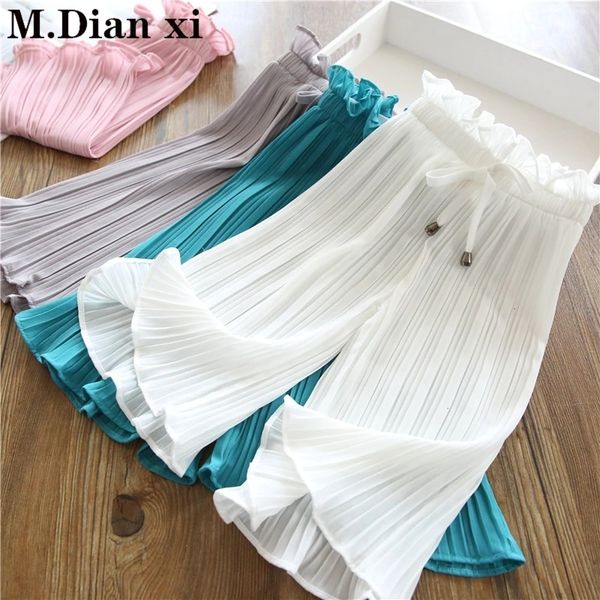 

trousers children s pants summer girls casual wide leg lace chiffon waist baby anti mosquito 230630, Blue