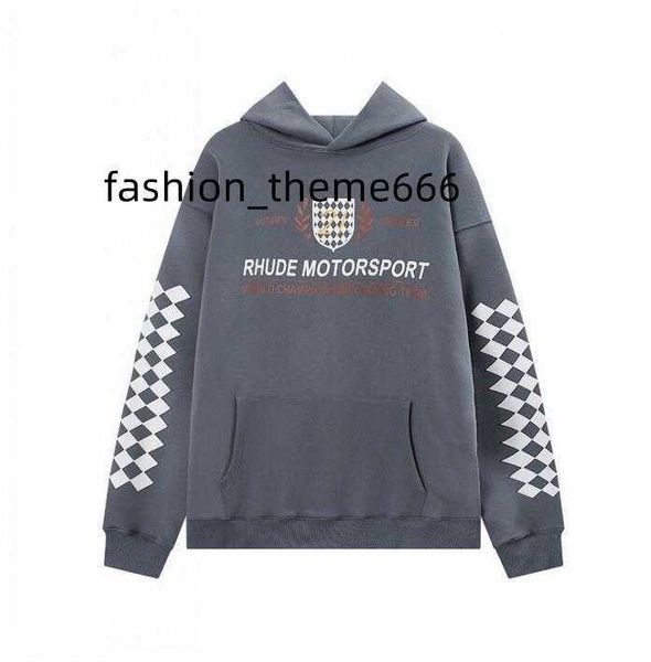 

designer rhude hoodie mens hoodie rhudes hoody hooded sweatshirt felpa uomo niche fashion brand sudadera autumn winter long sleeve round nec, Black