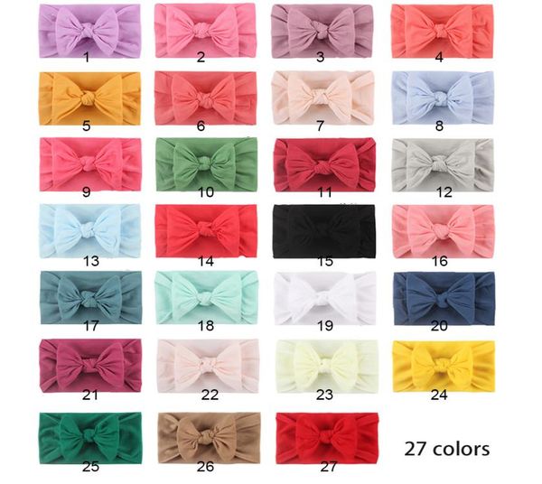 

new baby hairband girls turban kids headbands bow knot headbands soft fashion headwraps nylon hair accessories sea6128625, Slivery;white