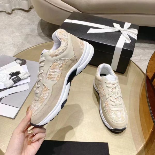 

designer running shoes channel sneakers women lace-up sports shoe casual trainers classic sneaker woman 35-46, Black