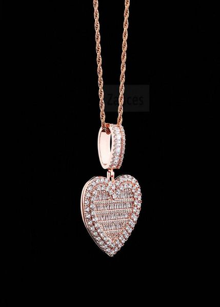 

gold silver rose gold color love heart pendants po frame memory medallions pendant necklaces for men rapper jewelry with 3mm tw5556115