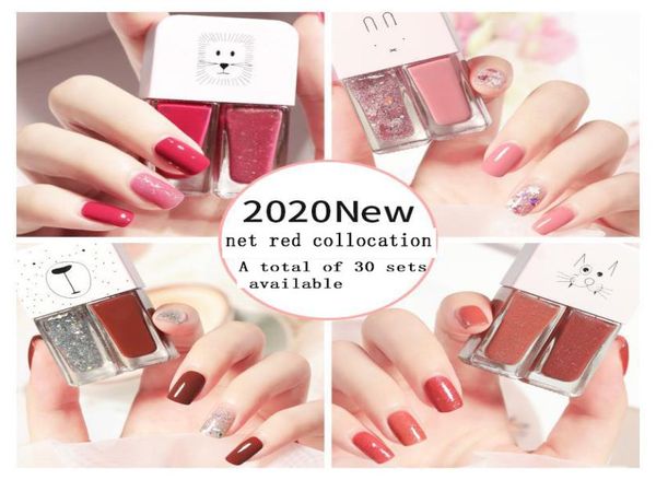 

2021japanese roast nail polish set not to tear sequins twins nail polish quick dry persistent style manicure set9567337