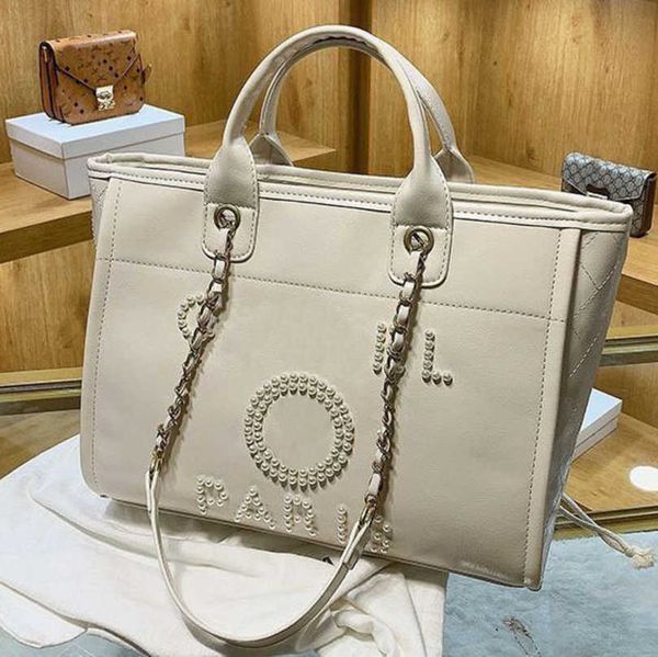 

women's luxury fashion hand bags beach bag brand ch metal badge classic totes handbags small mini pearl handbag female capacity large l