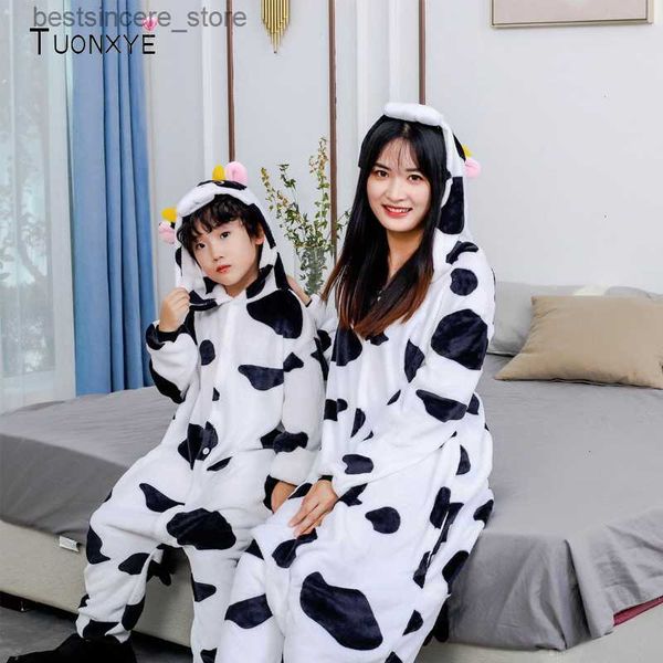 

tuonxye cows style pajama male girl onesie animal cosplay winter party jumpsuit parent-child outfit mother daughter clothes l230522, Blue