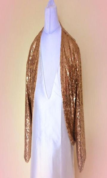 

custom made gold sequins wedding bridal jacket 34 long sleeve wedding bolero bridesmaid jacket2980124, White