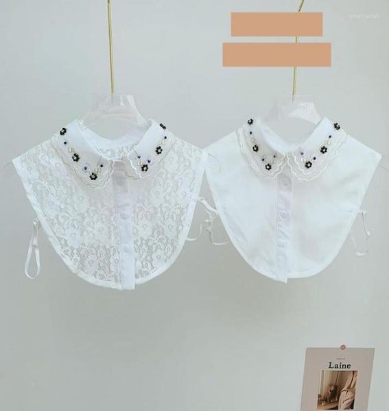 

bow ties vintage floral beads fake collar for women lace shirt false decoration detachable lapel blouse tie2540710, Black;gray