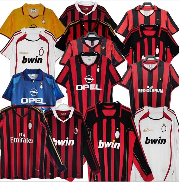 

90 91 95 96 97 retro shirts soccer jerseys gullit 01 02 03 12 14 15 maldini van basten football kaka inzaghi 06 07 pirlo shevchenko baggio a, Black;yellow