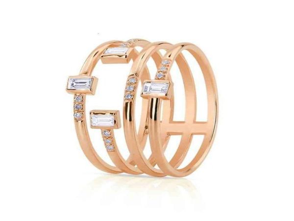 

fashion new trendsetter personality four line women039s ring copper silver plated zircon party ring jewlry6433845