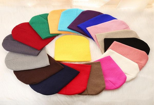 

15 years kids infants plain knit beanie ski hat skull caps slouchy thick knitted winter hats children solid blank color beanies e6830174, Yellow