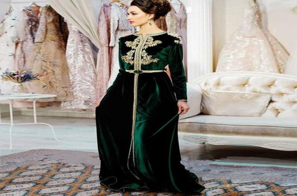 

muslim evening dresses moroccan kaftan long sleeve velvet prom dresses arabic dubai lace appliques robe de soiree3405940, Black;red
