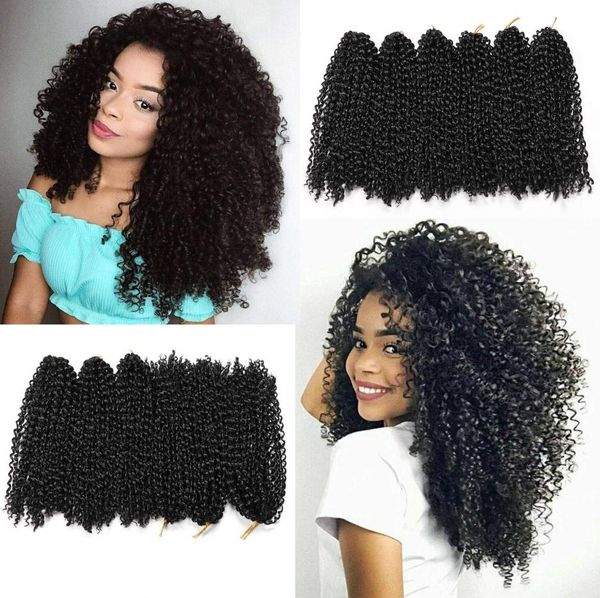 

12 inch malibob crochet braids marlybob braiding hair afro kinky curly braids ombre synthetic braiding hair extension7199321, Black