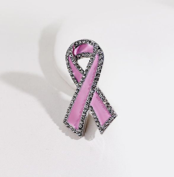 

large flat rhinestone pink ribbon breast cancer awareness lapel pin2979925, Gray