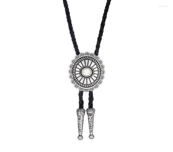 

bow ties kdg western cowboy point natural turquoise zinc alloy men039s bolo tie leather rope pendant fred224644419, Black;gray