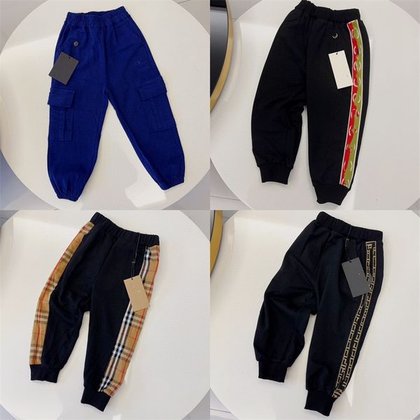 

fashion spring children's brand long sleeve t-shirt boys plaid trousers casual jeans shorts designer letters children's clothing s, White