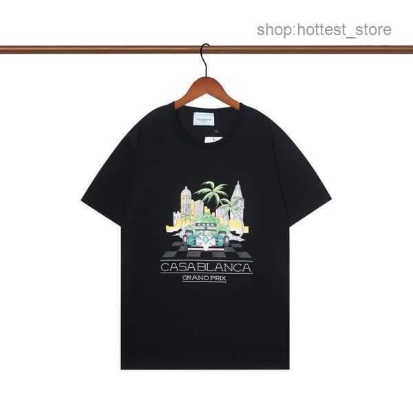 

2023 casablanca t shirt mens t-shirts womens designer shirts short sleeves luxury brand clothes summer leisure breathable printed clothing 4, White;black