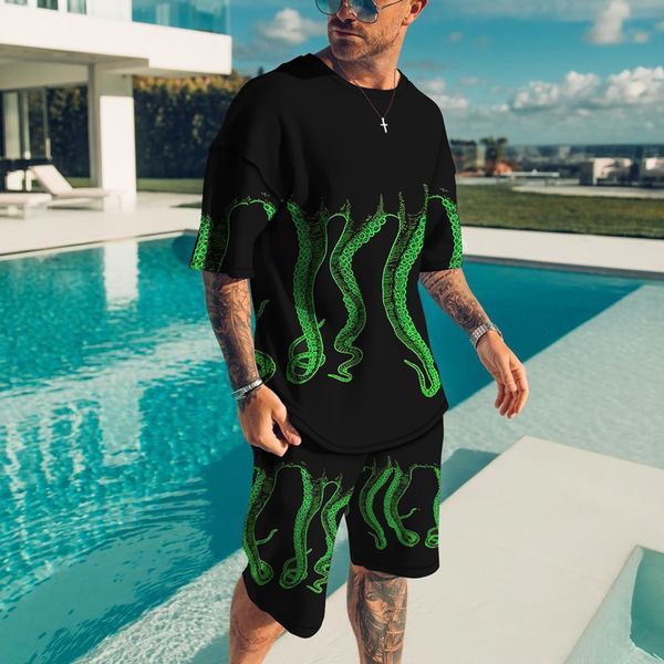 

men s tracksuits 2023 vacation t shirt set 3d ocs printing male tracksuit suit clothing 2 pieces summer beach short outfits 230629, Gray