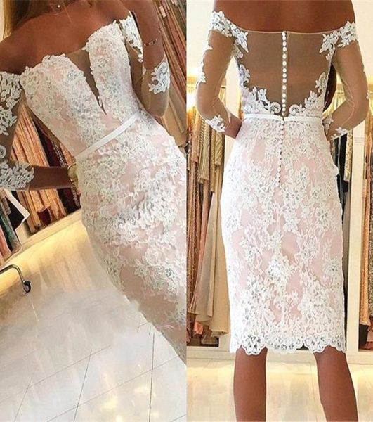

2018 short for women cocktail dresses off shoulder white lace applique beaded prom dresses party plus size knee length homeco2631957, Black