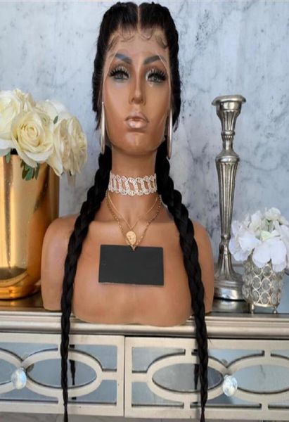 

synthetic cornrow braids wig with baby hair double dutch braid lace front wig for black women whole afro wigs3455128