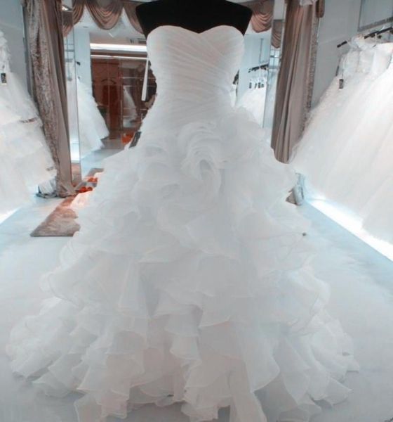 

real pos gorgeous aline ruffles sweetheart strapless crystal wedding dresses bridal gown beautiful stunning bridal dresses6824486, White