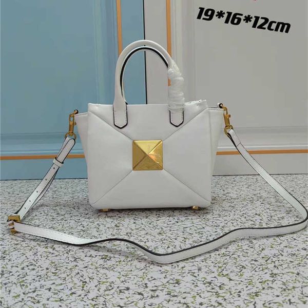 

valentiino leather bags style designer star lady rivet large portable shopping metal genuine purse bag women's versatile single shoulde