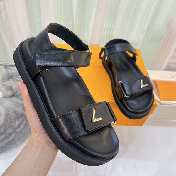 

fashion designer luis sandals leather platform slippers women vuttonity slide classic flip-flops summer nvvb, Black