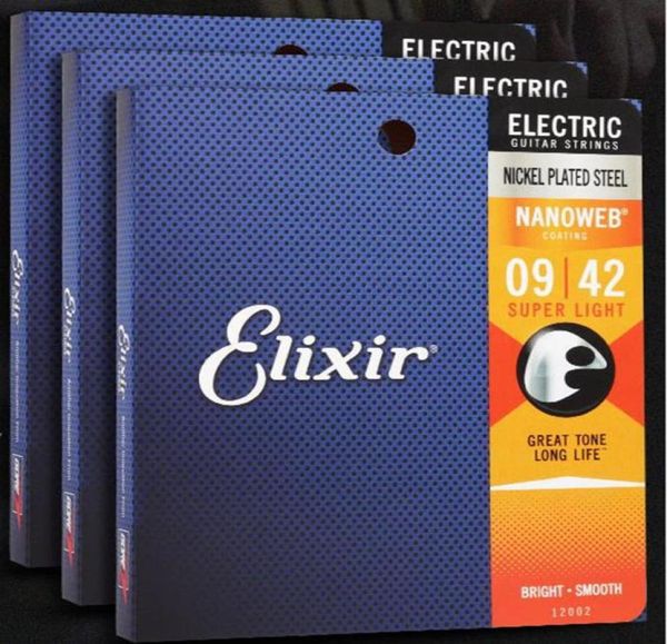 

3 setslot elixir 12002 nanoweb ultra thin coating electric guitar strings super light 009042 inches musical instruments4773914