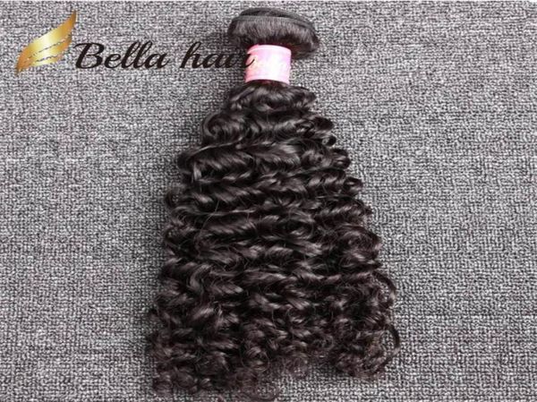 

1pclot peruvian curly human hair quality extensions natural color bundles 1026inch 9a bella hair7952580, Black