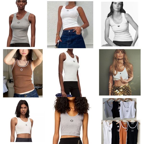 

classic lowe pd cd fe anagram 1846 summer luxury designer embroidered breathable casual versatile vest tank sport crop yogo bra tee, White