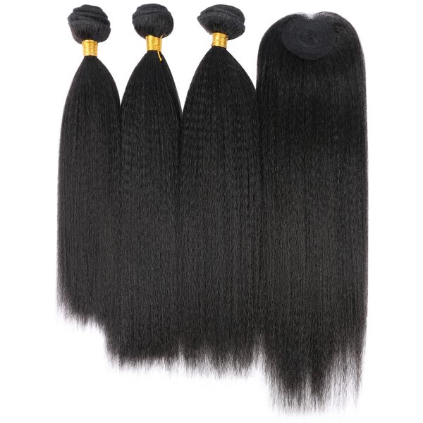 

lace wigs hair bulks synthetic bundles with clre black brown burgendy yaki straight weaving 3 full head african 230629