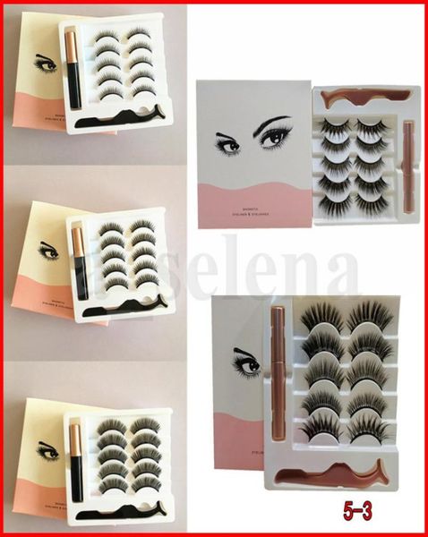 

magnetic liquid eyeliner false eyelashes tweezer magnet eye lashes glue make up tools 5 pairs eyelash 3 in 1 set2681075